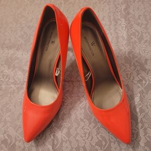 Worthington New Patent Leather Neon Hot Pink Orange High Heels Women's Size 9